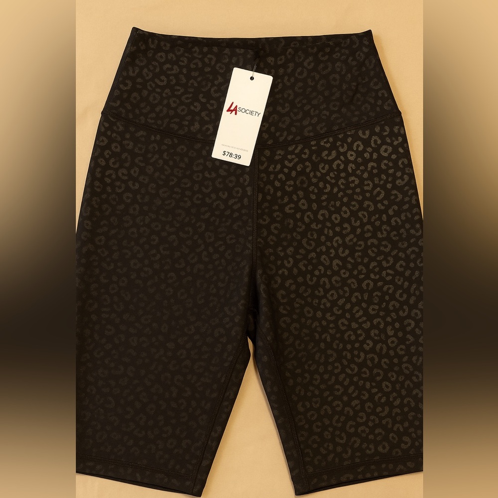 Society Black Bike Shorts with Tonal Pattern